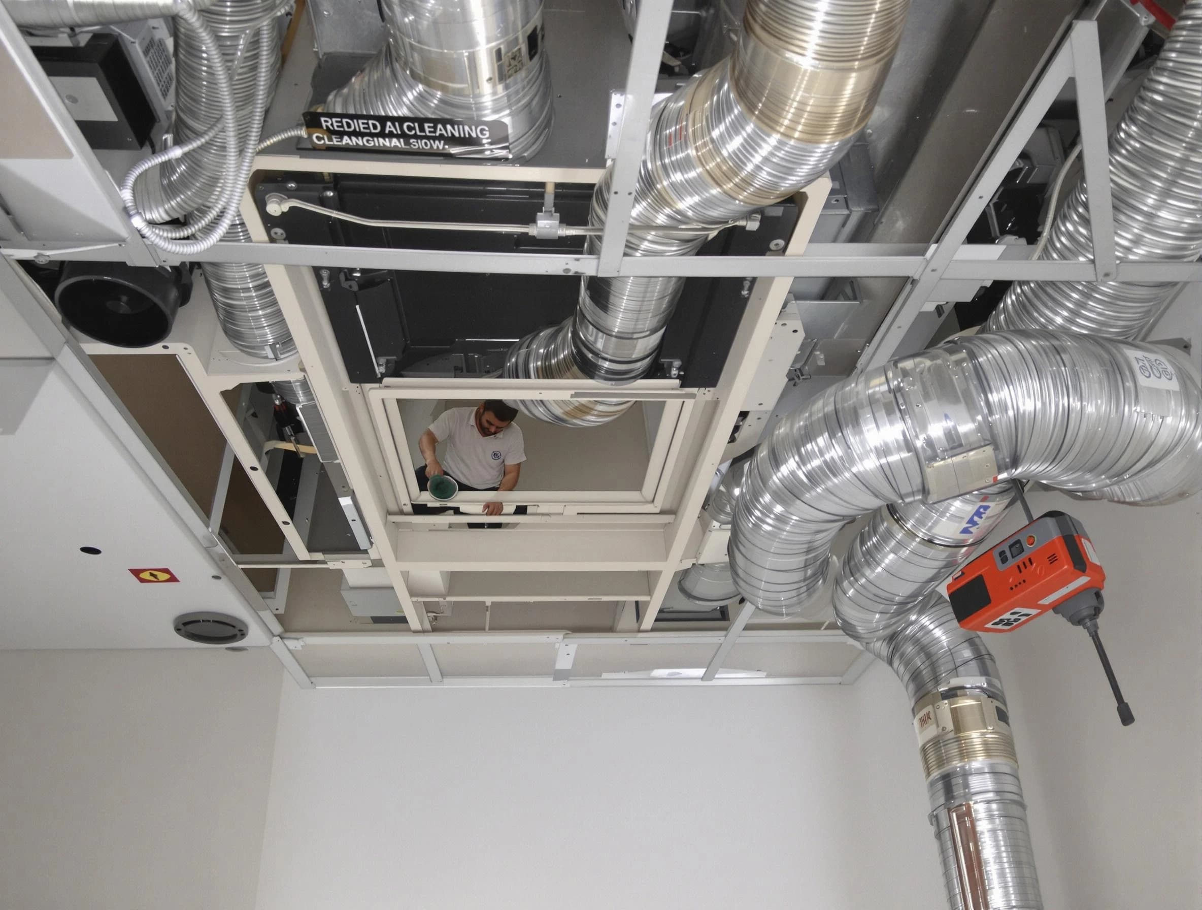 Beverly Air Duct Cleaning technician performing detailed central duct system cleaning in Beverly