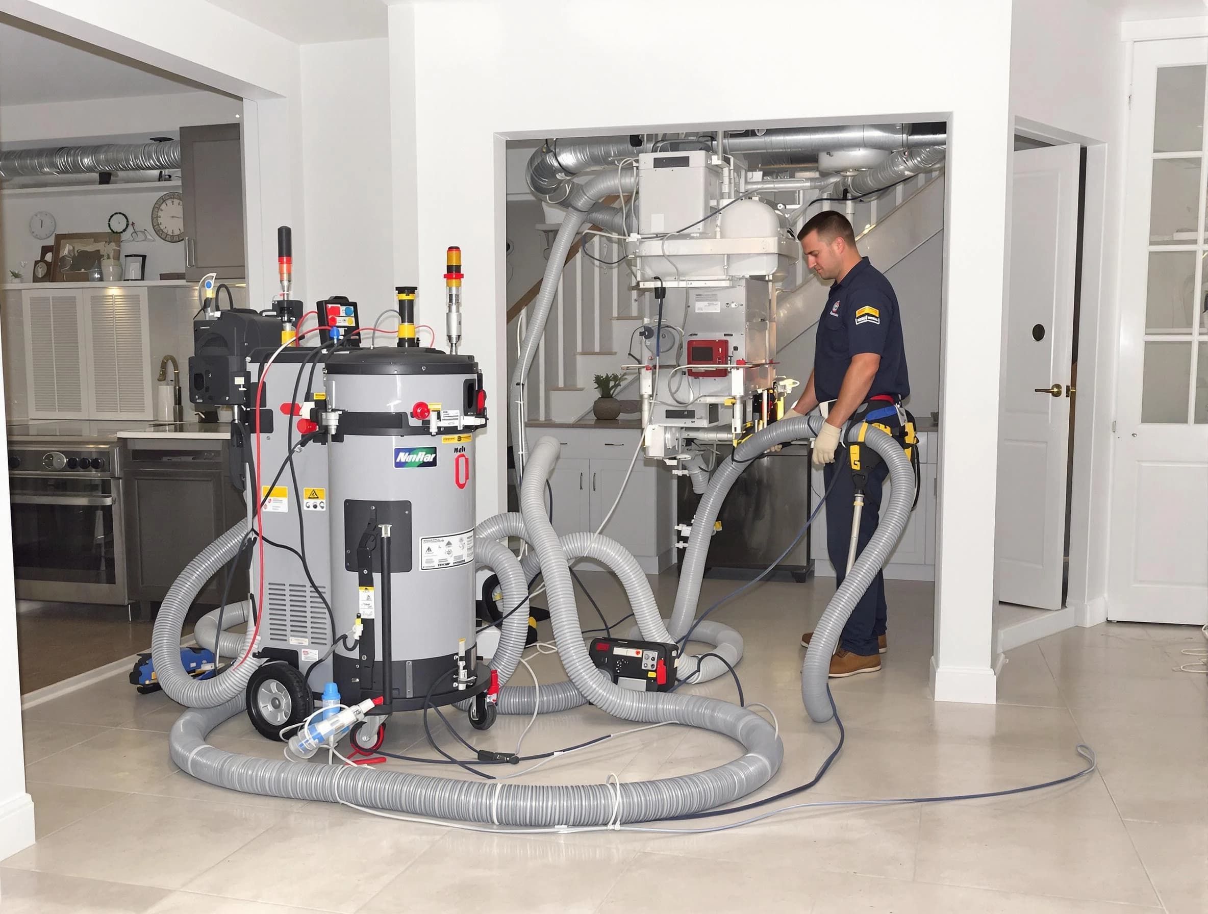 Beverly Air Duct Cleaning technician operating negative pressure cleaning equipment for thorough duct maintenance in Beverly