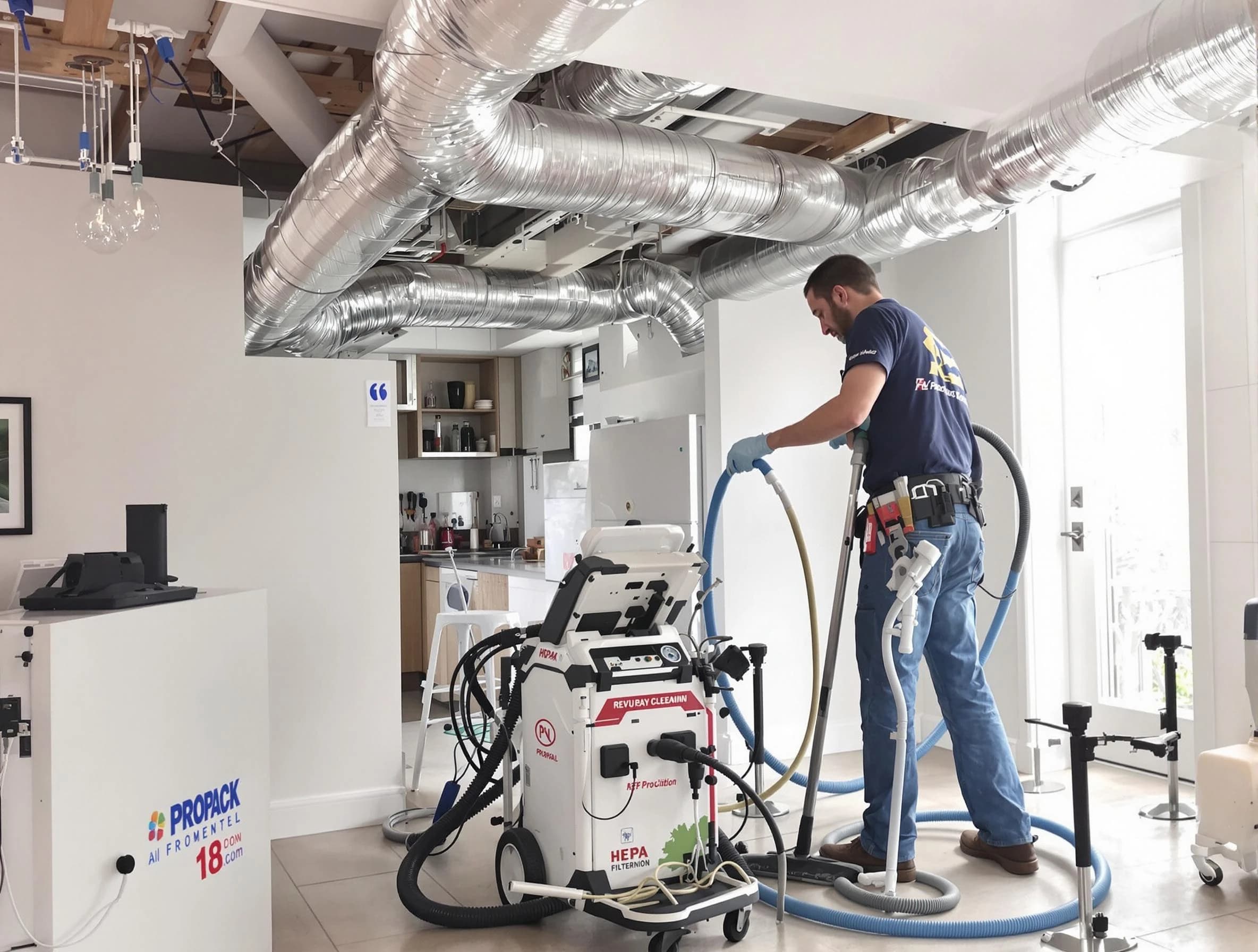 Beverly Air Duct Cleaning technician performing advanced pure duct cleaning with specialized equipment in Beverly