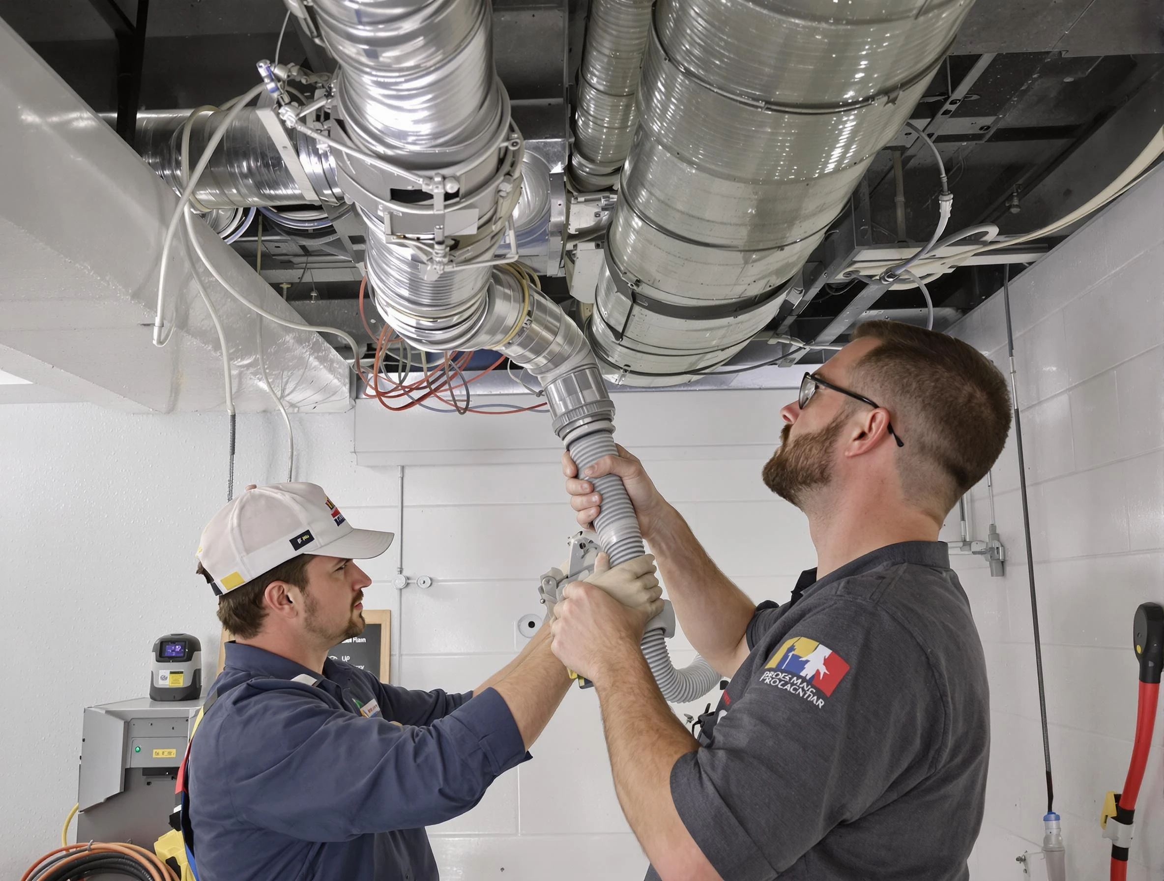 Beverly Air Duct Cleaning technician performing thorough AC duct cleaning in Beverly
