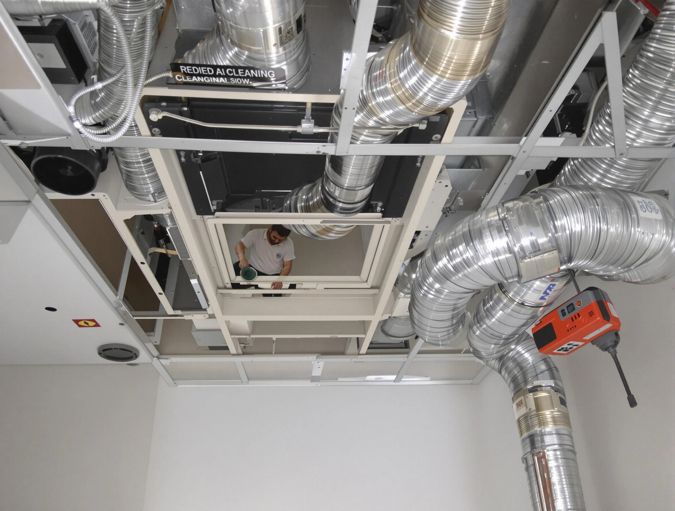 Beverly Air Duct Cleaning technician performing detailed central duct system cleaning in Beverly