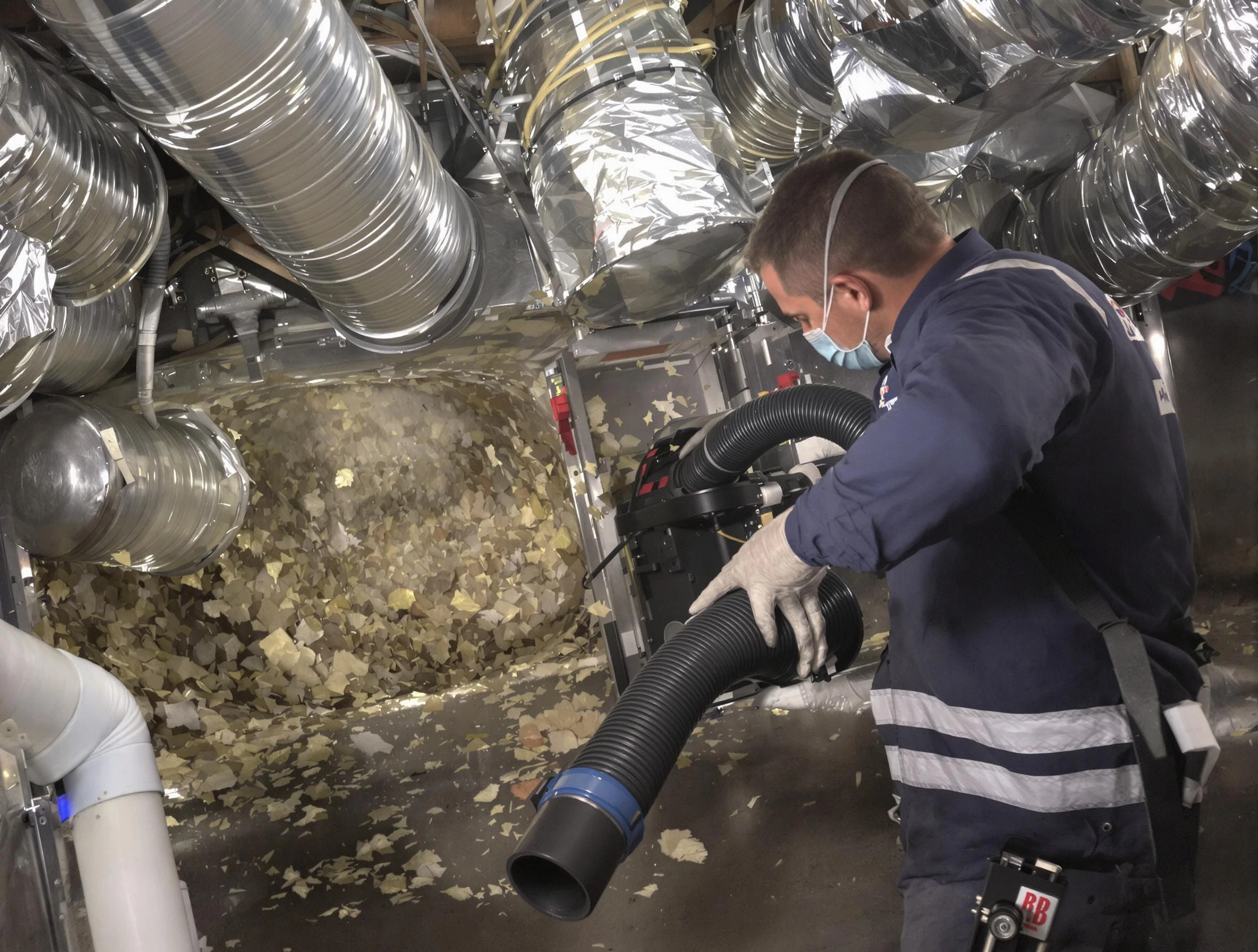 Beverly Air Duct Cleaning specialist operating negative pressure cleaning equipment for thorough duct maintenance in Beverly